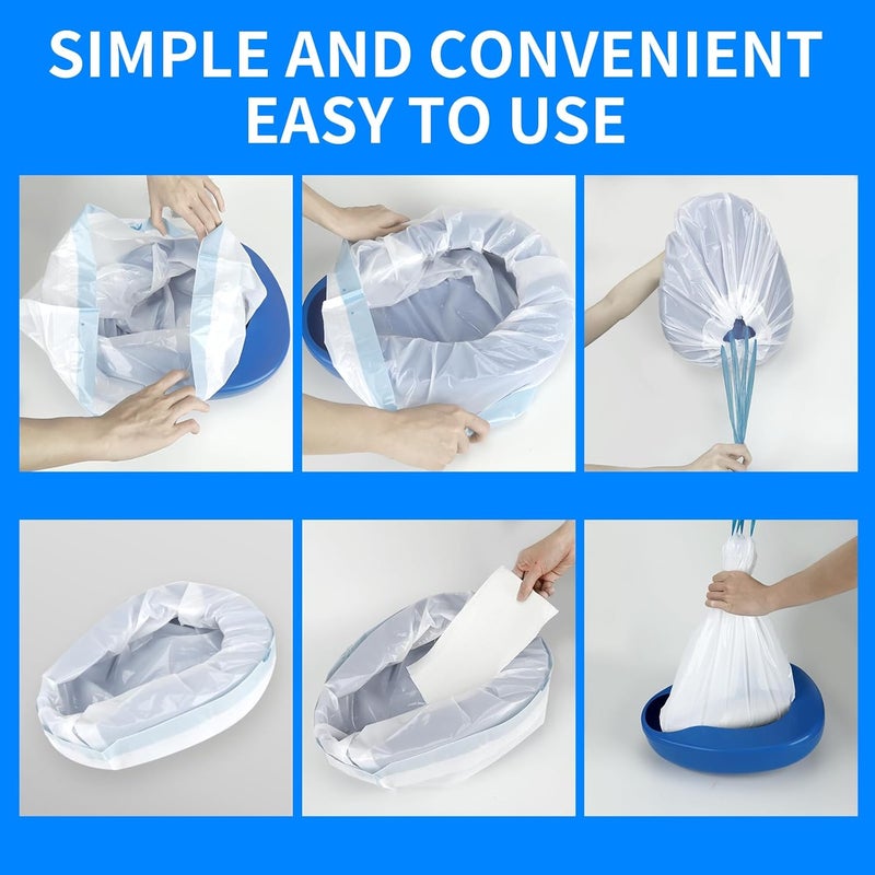 varlty Bed pan Set Includes 30 Super Absorbent Pads, 40 Disposable Liners, and 100 Gloves. These bedpans are Comfortable for Both Women and Men and are Made of Thick, Oversized, Heavy-Duty PP Material - Image 4